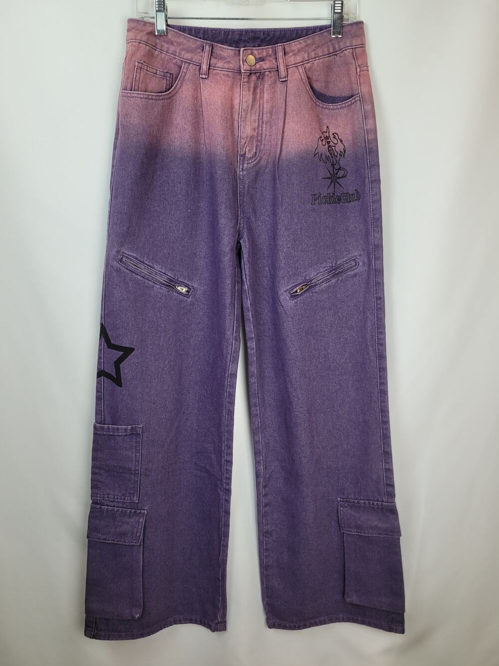 Ambre Skater Baggy Cargo Purple Pink Star Ghost Spider Web Spider Jeans Small